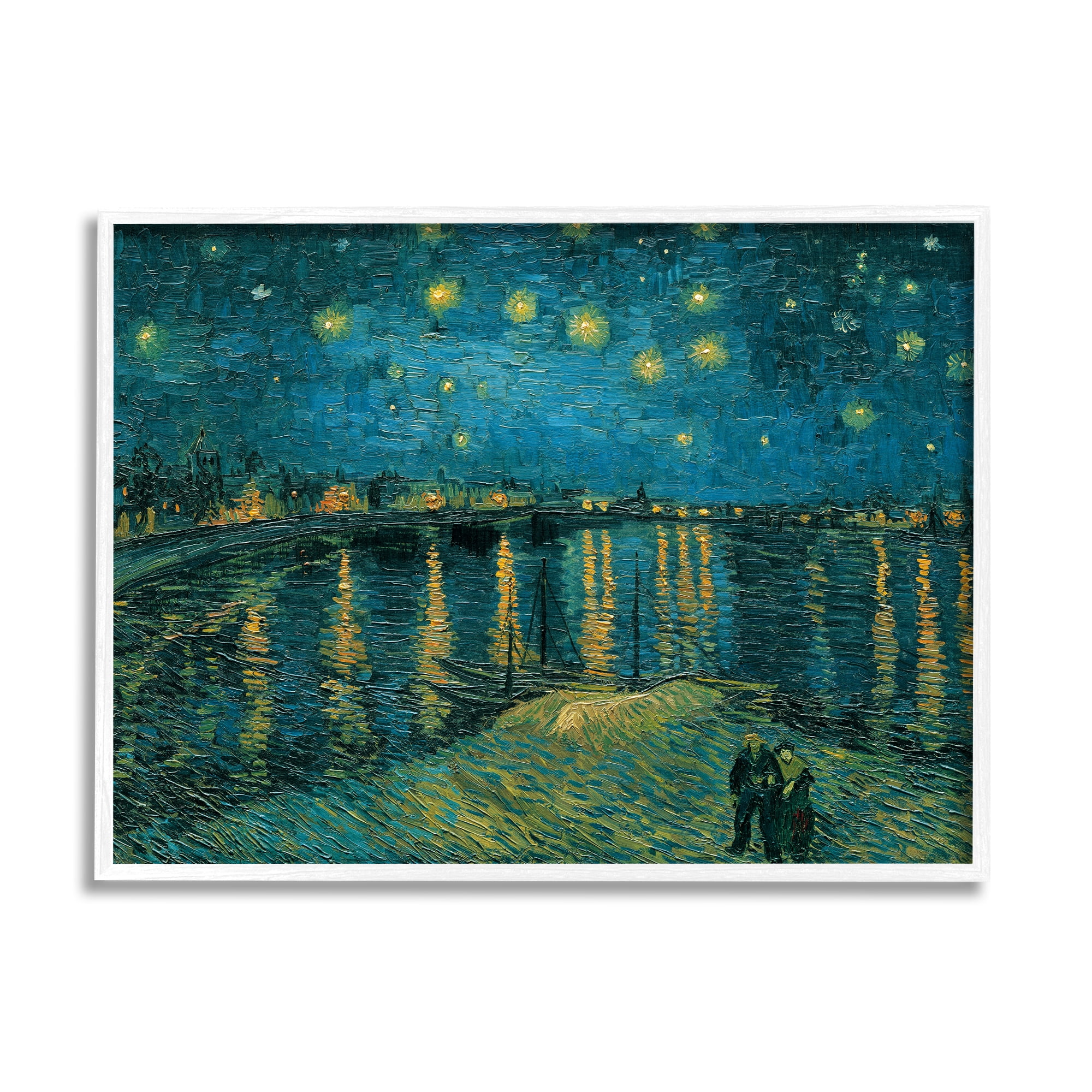 Stupell Industries Classic Starry Night Over the Rhone Van Gogh Painting Framed Art Print Wall Art, 20x16, By Vincent Van Gogh