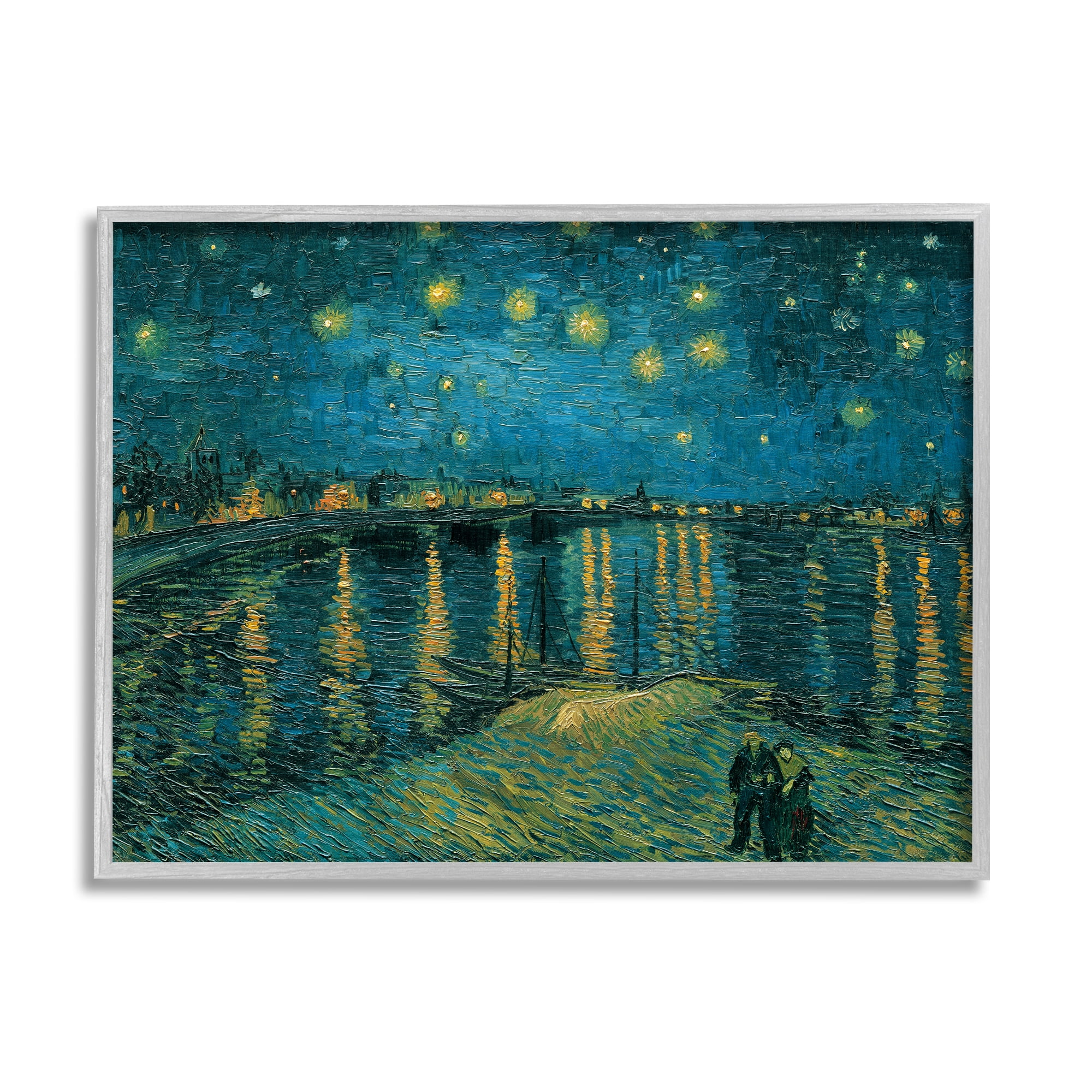 Stupell Industries Classic Starry Night Over the Rhone Van Gogh Painting Framed Art Print Wall Art, 30x24, By Vincent Van Gogh