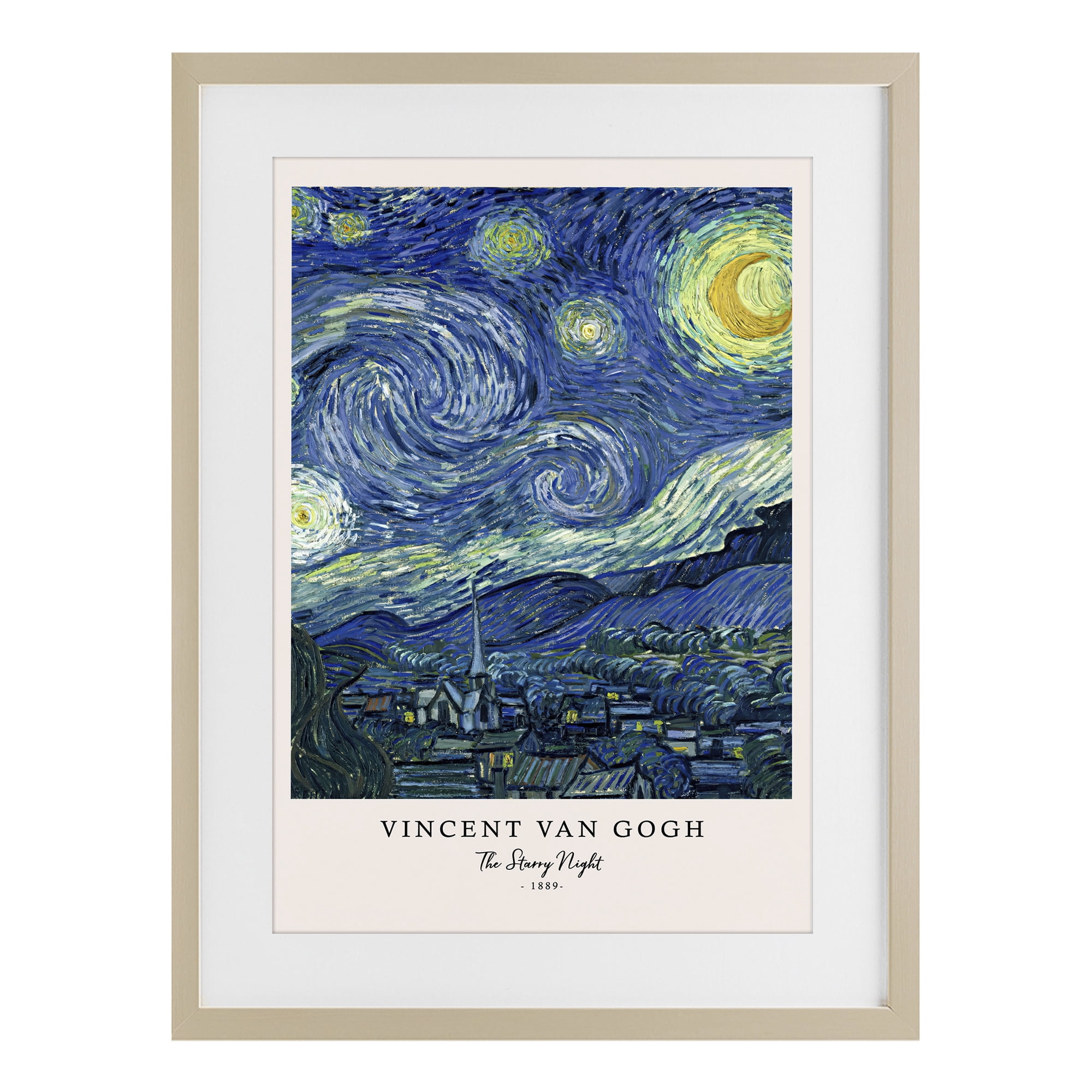 Stupell Industries Classic Starry Night Van Gogh Birch Framed Print Under Glass, design by Vintage Hustle