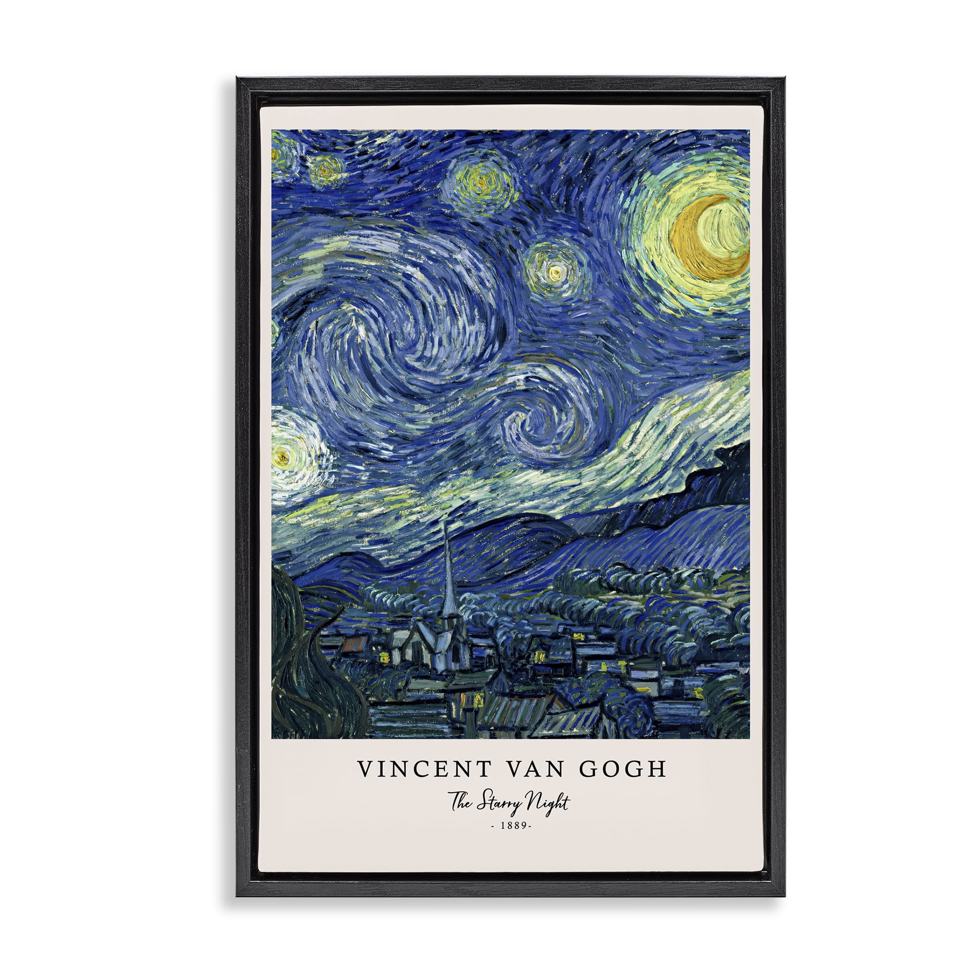 Stupell Industries Classic Starry Night Van Gogh Black Framed Floater Canvas Wall Art, design by Vintage Hustle
