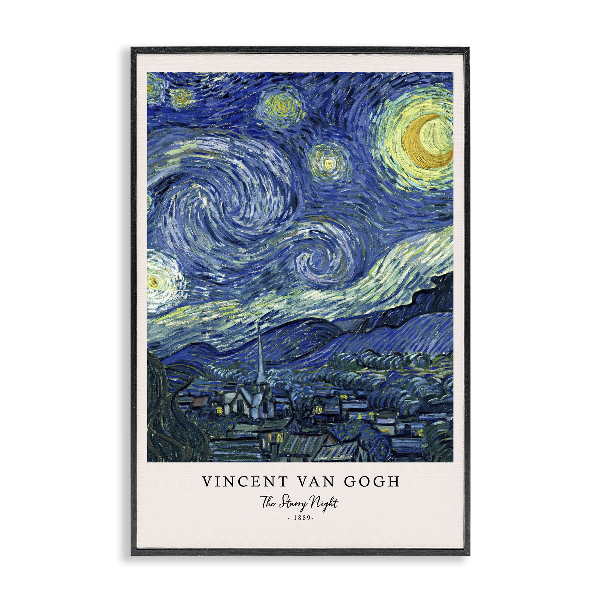 Stupell Industries Classic Starry Night Van Gogh Black Framed Giclee Art, design by Vintage Hustle