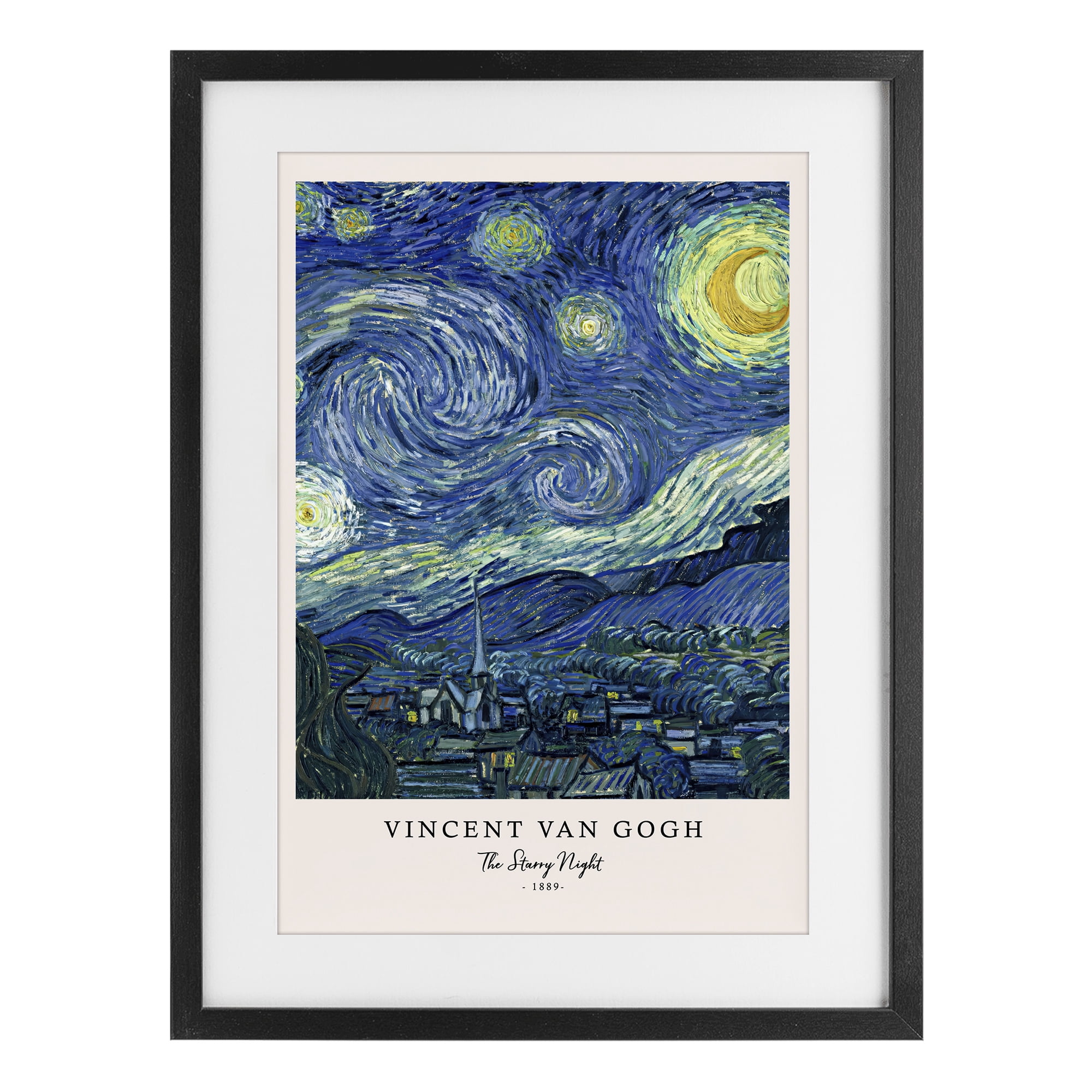 Stupell Industries Classic Starry Night Van Gogh Black Framed Print Under Glass, design by Vintage Hustle