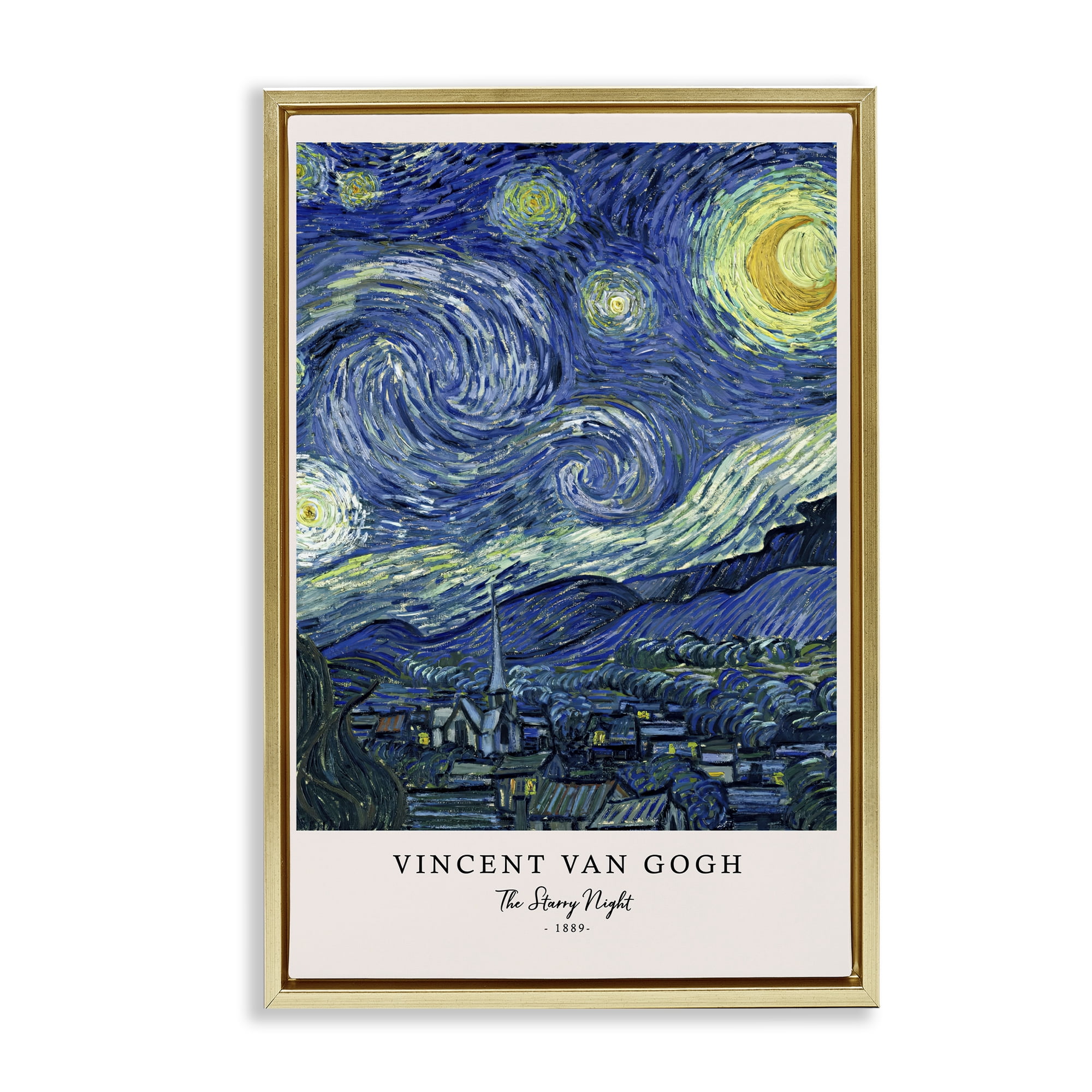 Stupell Industries Classic Starry Night Van Gogh Gold Framed Floater Canvas Wall Art, design by Vintage Hustle