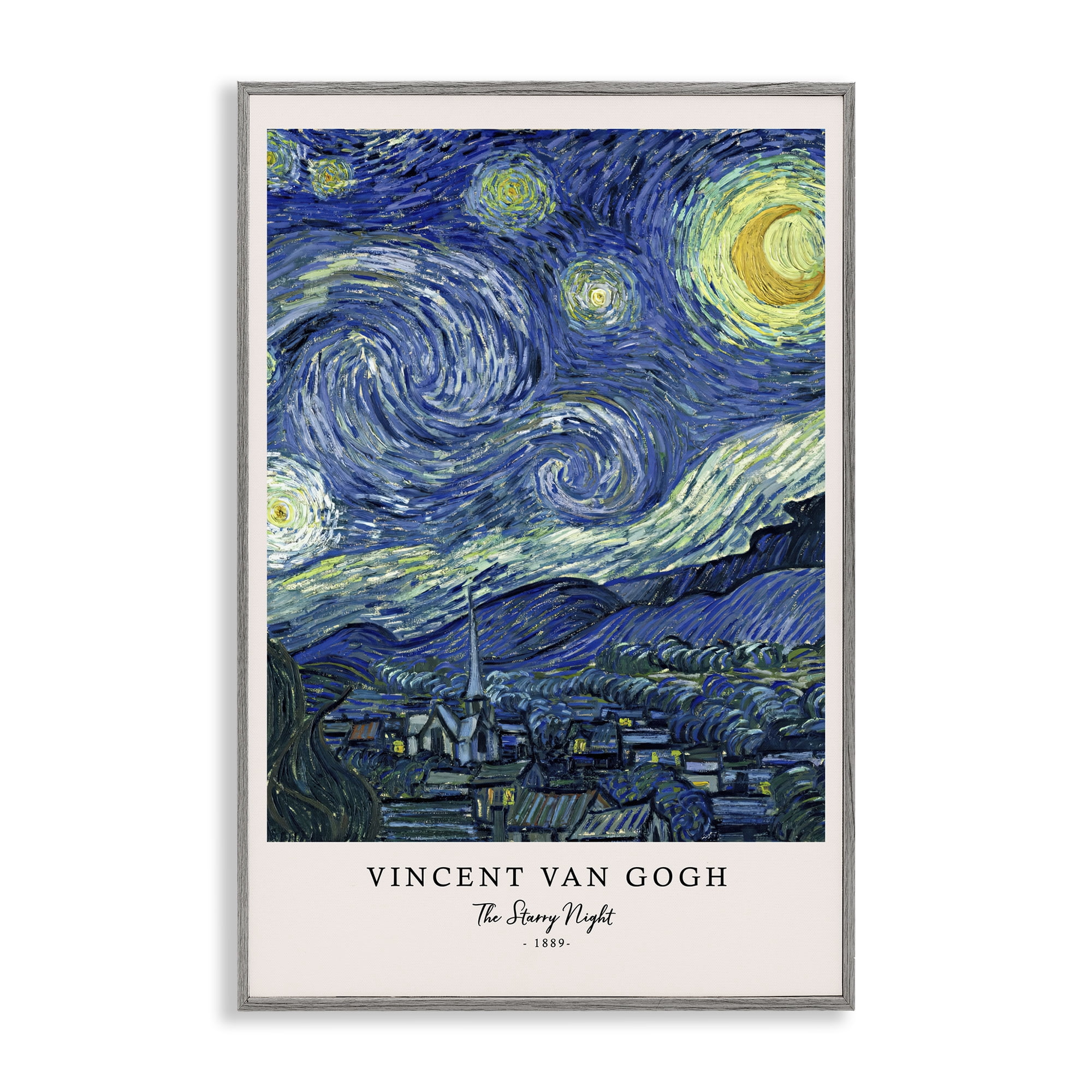 Stupell Industries Classic Starry Night Van Gogh Gray Framed Giclee Art, design by Vintage Hustle