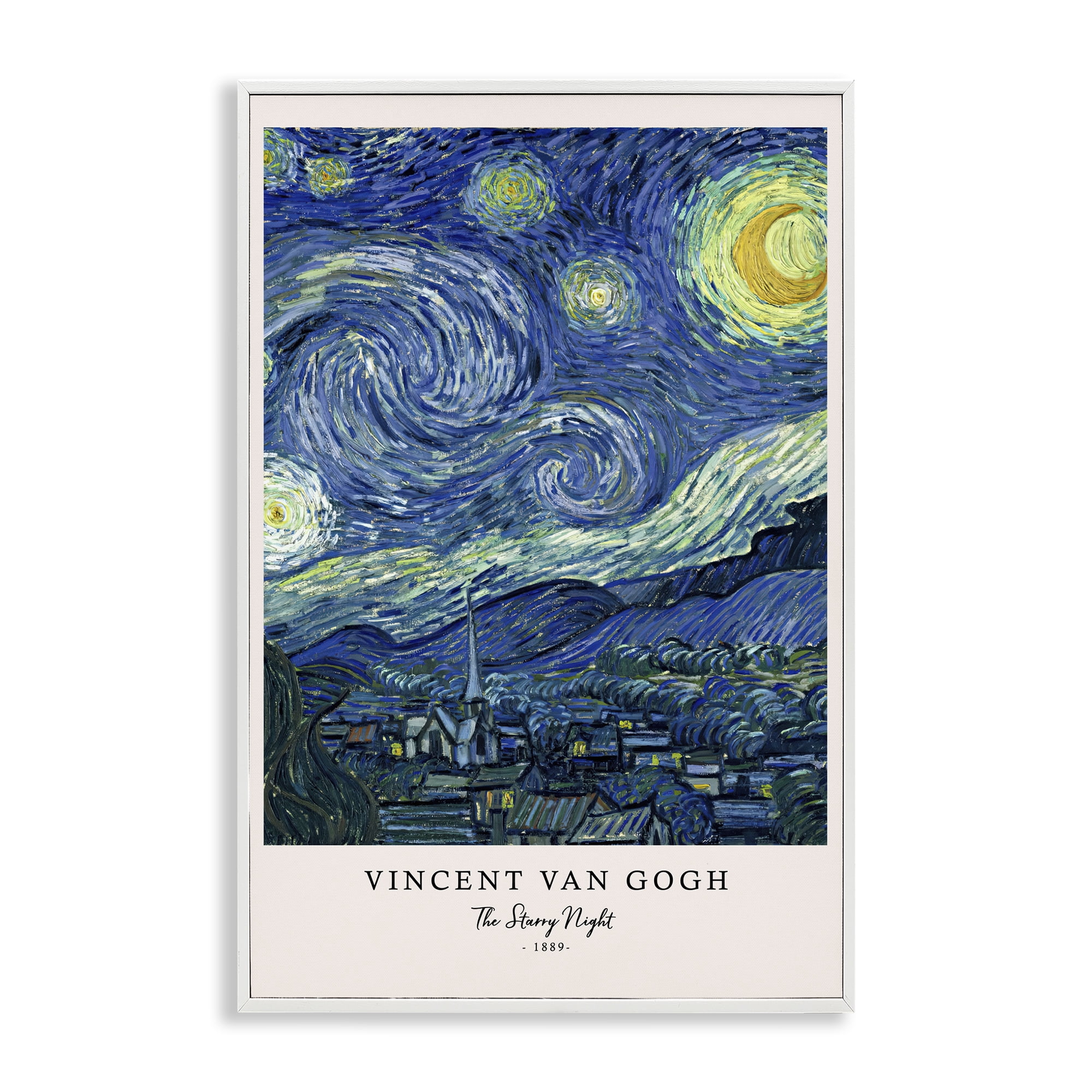 Stupell Industries Classic Starry Night Van Gogh White Framed Giclee Art, design by Vintage Hustle