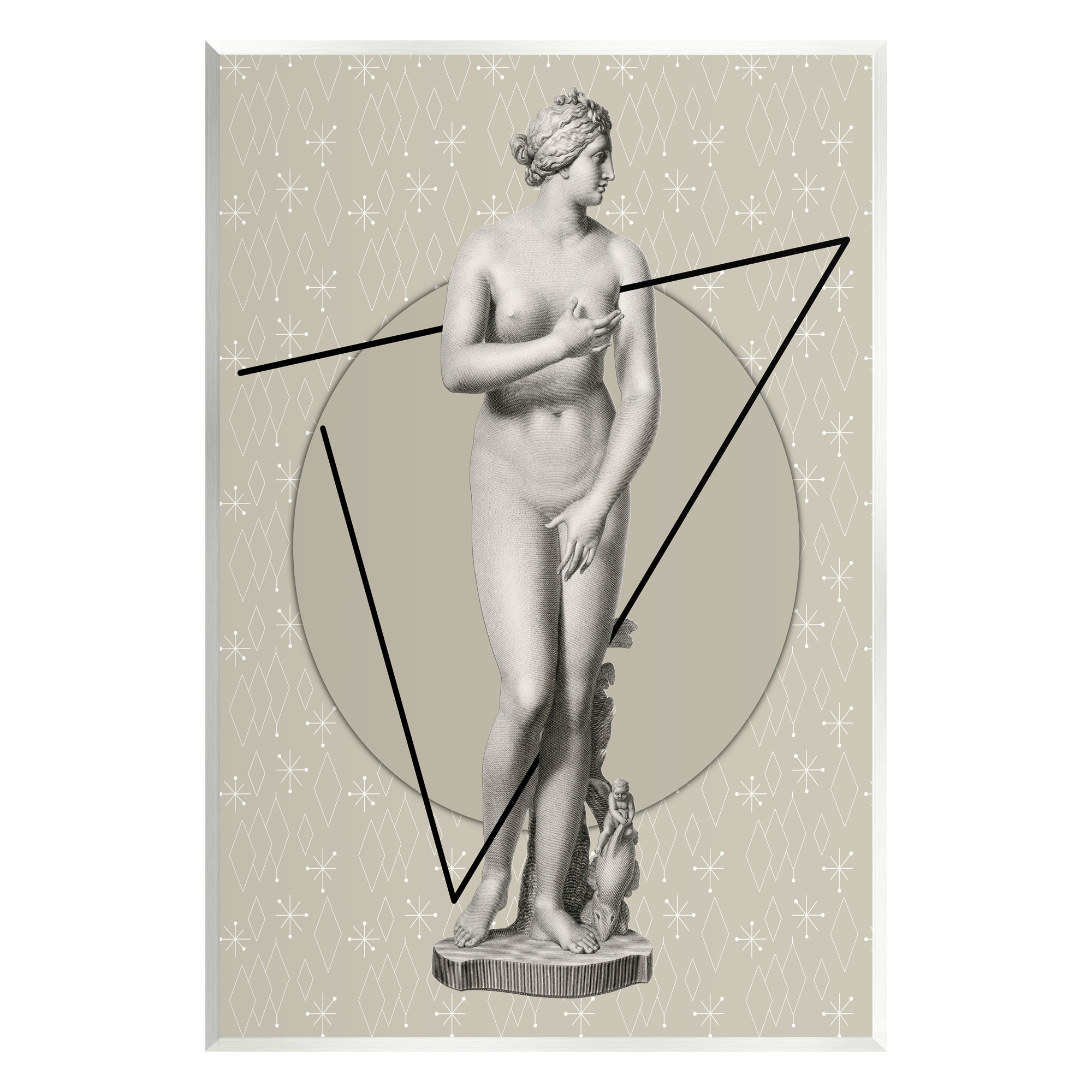 Stupell Industries Classic Statue on Geometric Abstract Painting Unframed Art Print Wall Art, 10 x 15