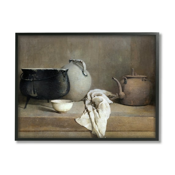Stupell Industries Classic Still Life Painting Abstract Painting Black Framed Art Print Wall Art, 20 x 16