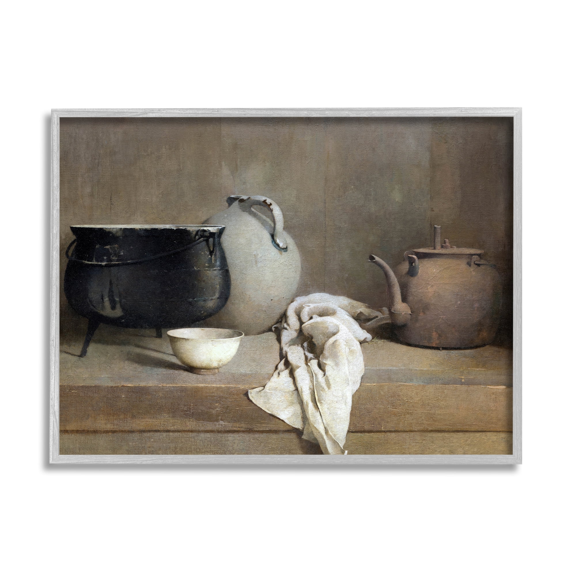 Gray Framed Abstract Still Life Canvas Print, 20 x 16