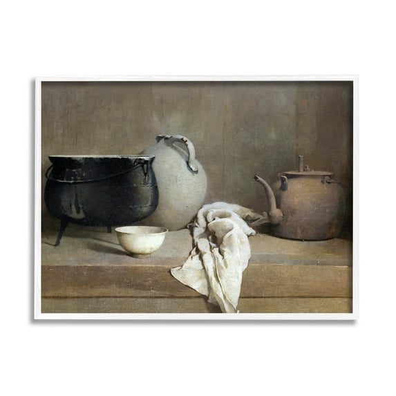 Stupell Industries Classic Still Life Painting Abstract Painting White Framed Art Print Wall Art, 20 x 16