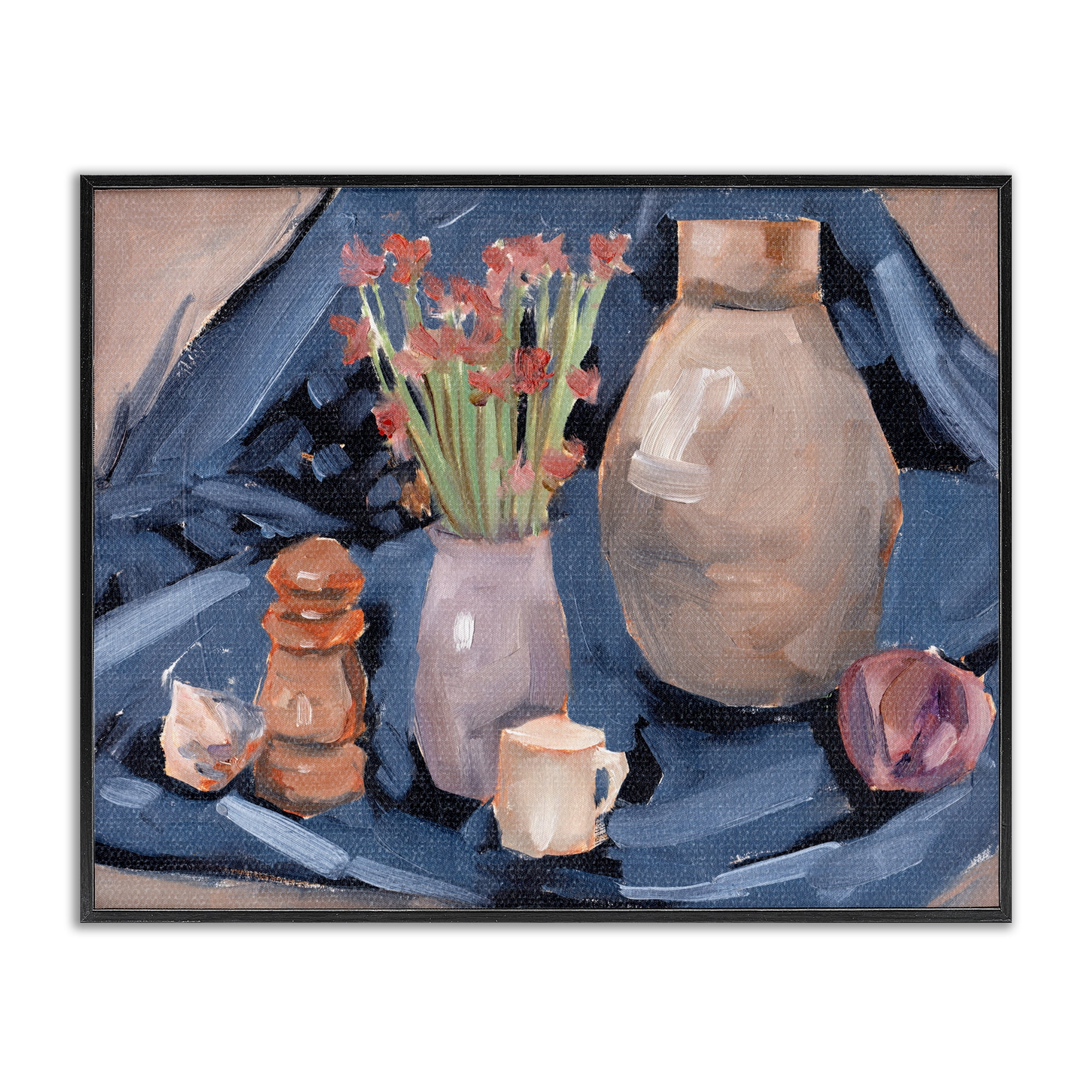 Stupell Industries Classic Still Life Scene Plants & Flowers Painting Black Framed Art Print Wall Art, 30 x 24