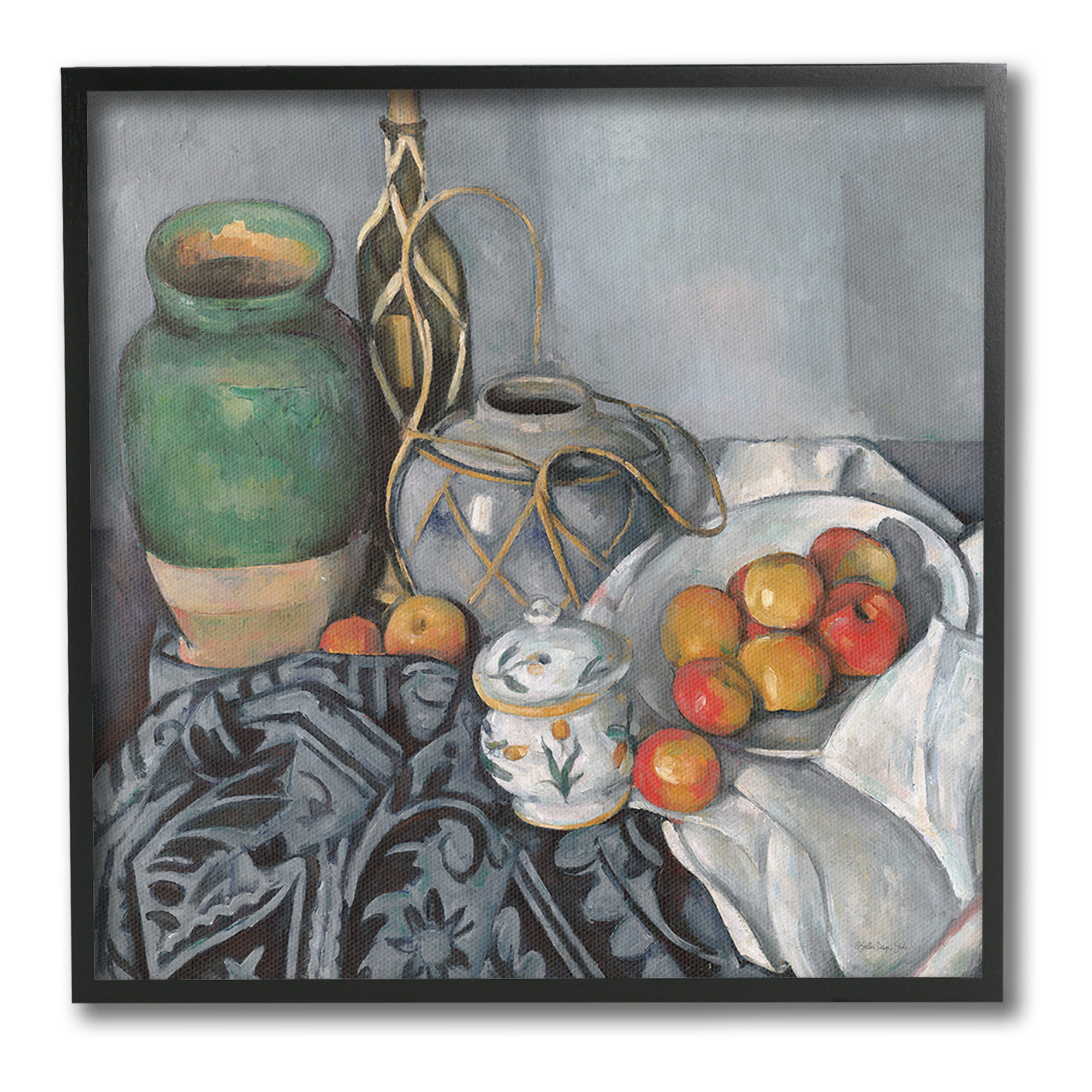 Stupell Industries Classic Style Still Life Food & Beverage Painting Black Framed Art Print Wall Art, 24 x 24