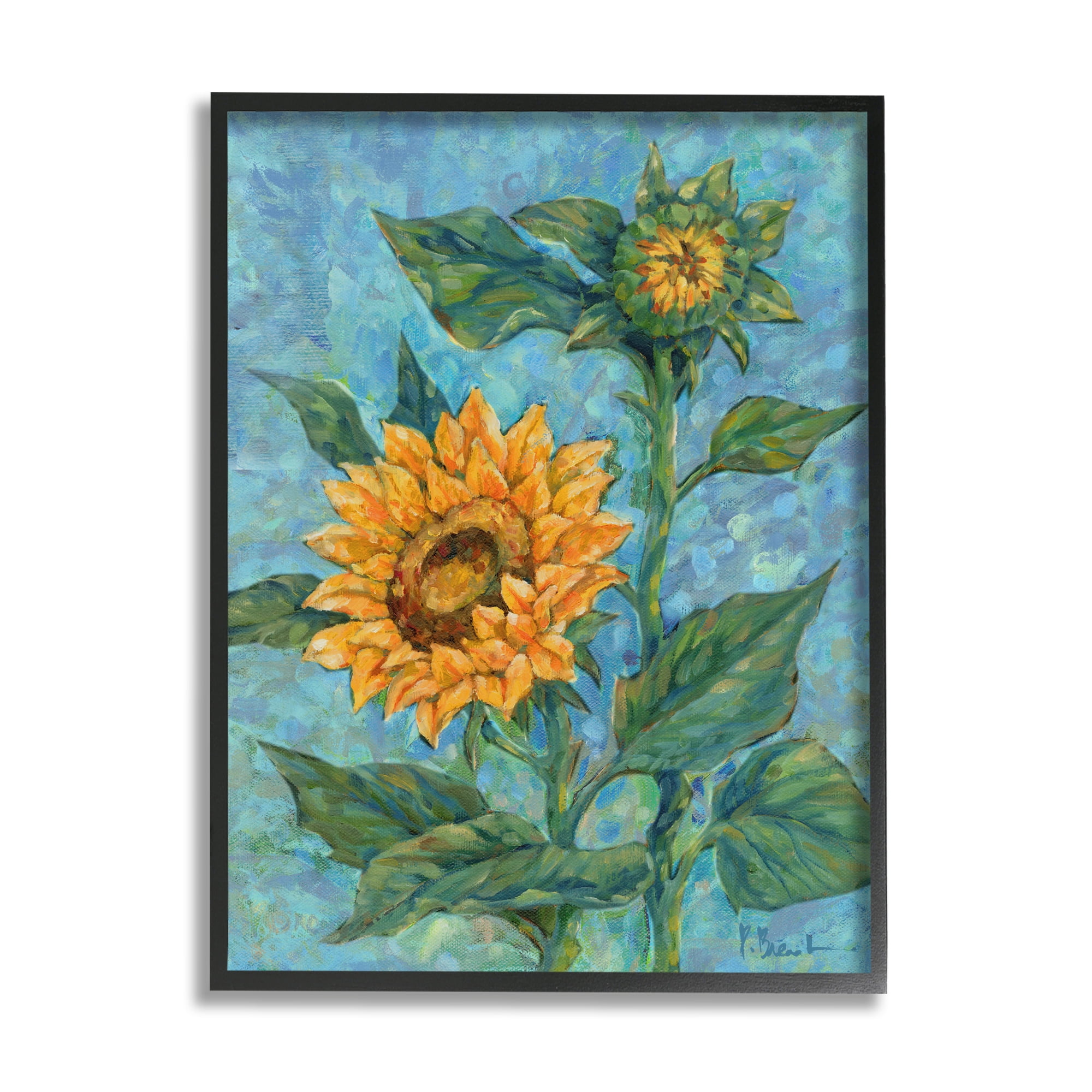 Stupell Industries Classic Style Sunflower Buds Botanical & Floral Painting Black Framed Art Print Wall Art, 11 x 14