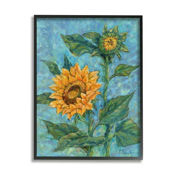 Stupell Industries Classic Style Sunflower Buds Botanical & Floral Painting Black Framed Art Print Wall Art, 16 x 20