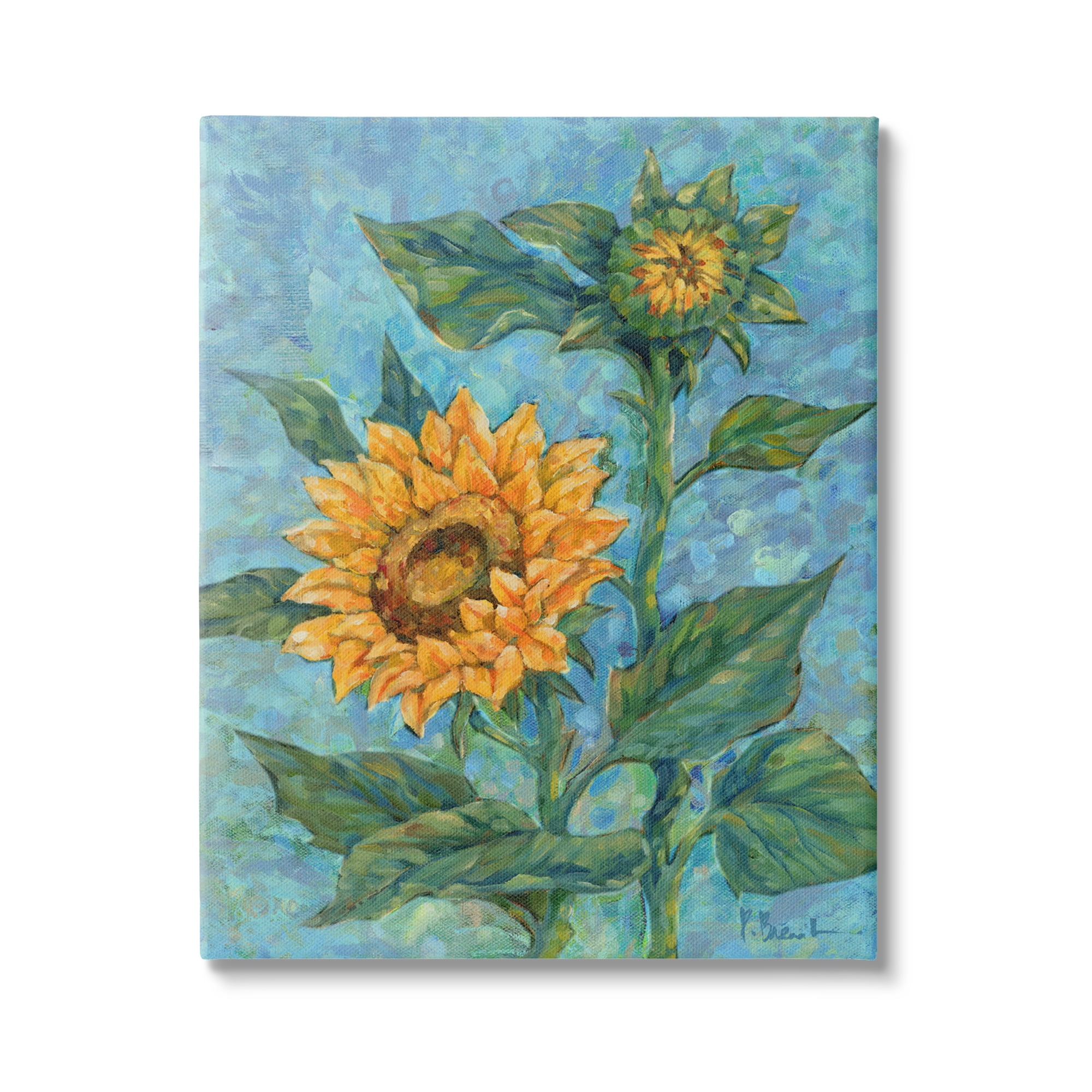 Stupell Industries Classic Style Sunflower Buds Botanical & Floral Painting Gallery Wrapped Canvas Art Print Wall Art, 30 x 40