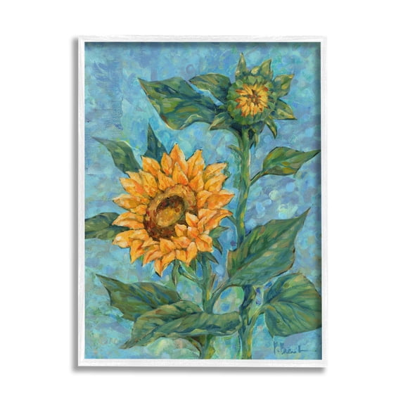 Stupell Industries Classic Style Sunflower Buds Botanical & Floral Painting White Framed Art Print Wall Art, 16 x 20