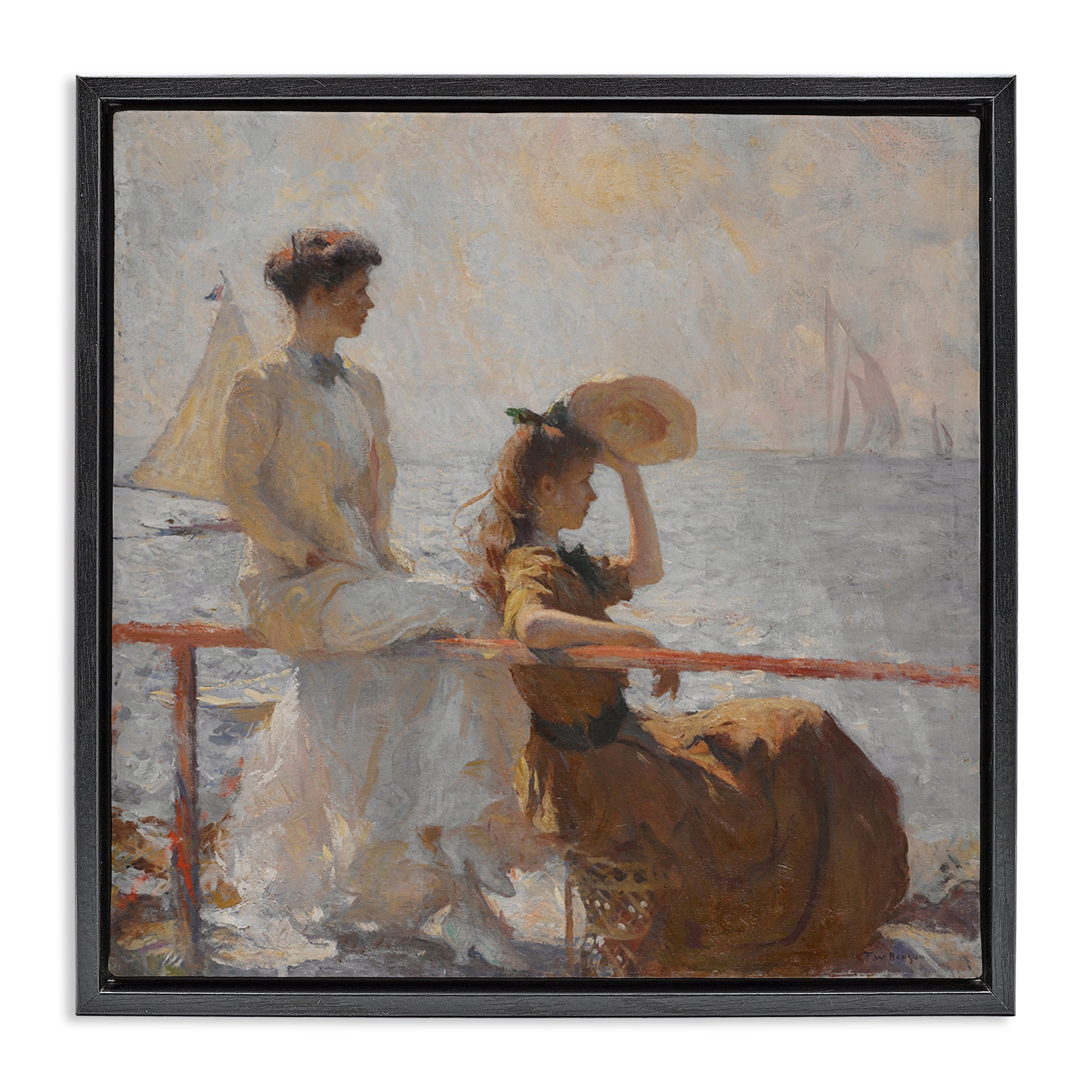 Stupell Industries Classic Summer Day Women People Painting Black Floater Framed Canvas Art Print Wall Art, 25 x 25