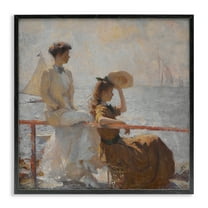 Stupell Industries Classic Summer Day Women People Painting Black Framed Art Print Wall Art, 12 x 12