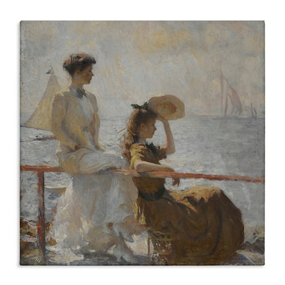 Stupell Industries Classic Summer Day Women People Painting Wrapped Canvas Art Print Wall Art, 17 x 17