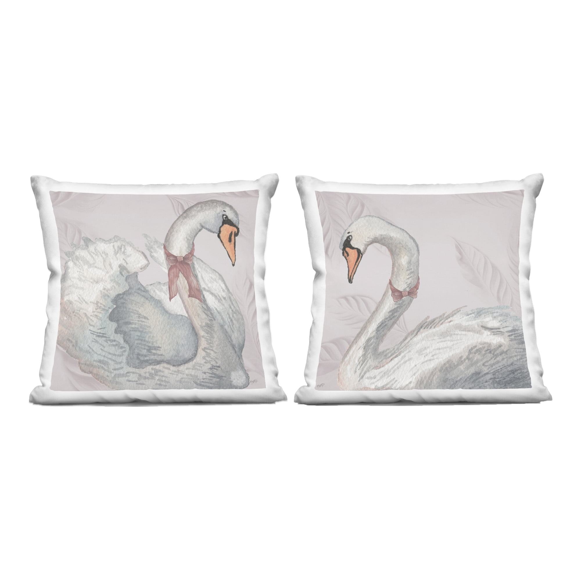 Stupell Industries Classic Swans with Bows 2 Piece Decorative Printed Throw Pillow Set, design by Elizabeth Medley