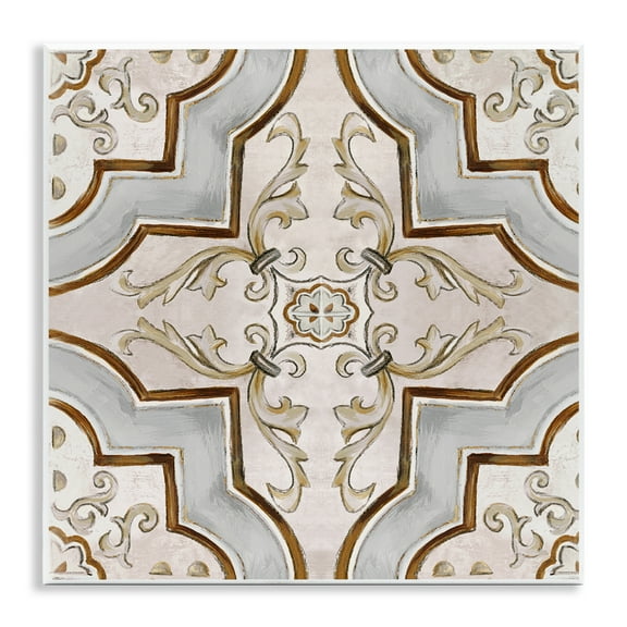 Stupell Industries Classic Symmetrical Tile Abstract Painting Unframed Art Print Wall Art, 12 x 12