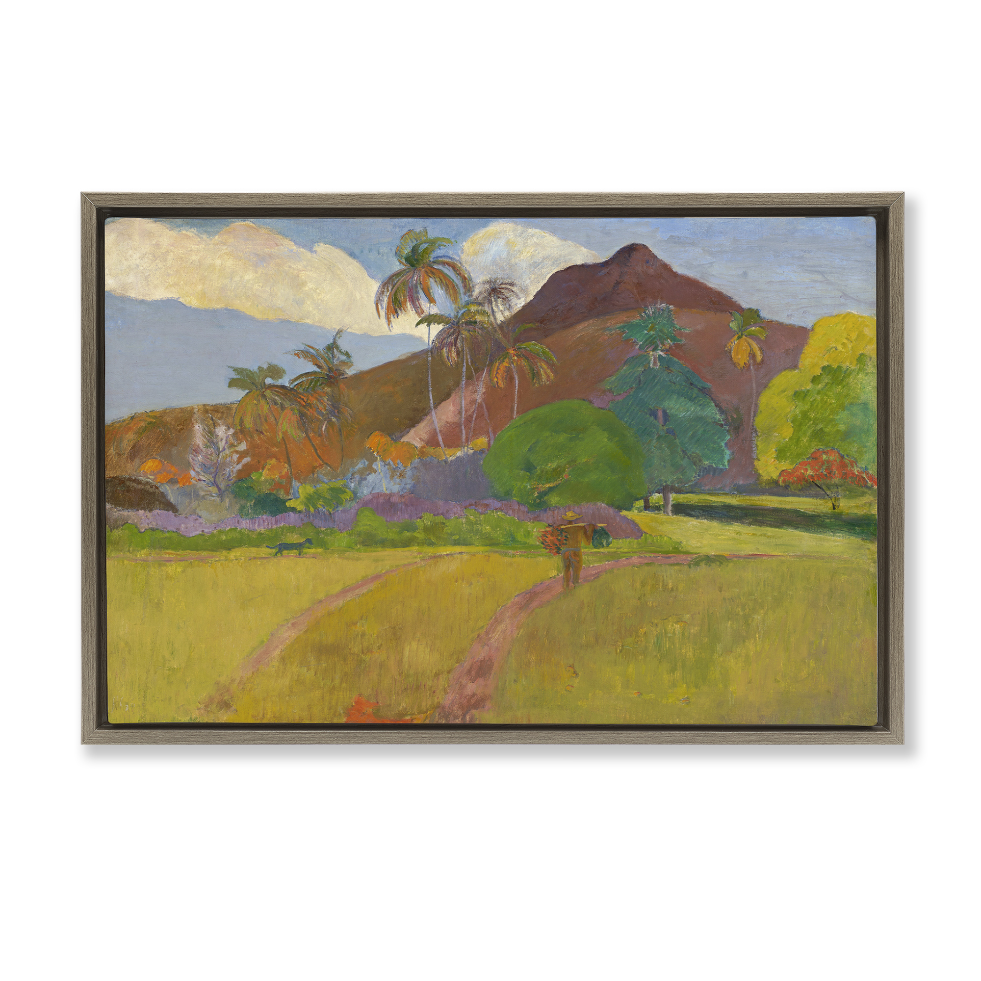 Stupell Industries Classic Tahitian Landscape Landscape & Nature Painting Brown Floater Framed Canvas Art Print Wall Art, 25 x 17
