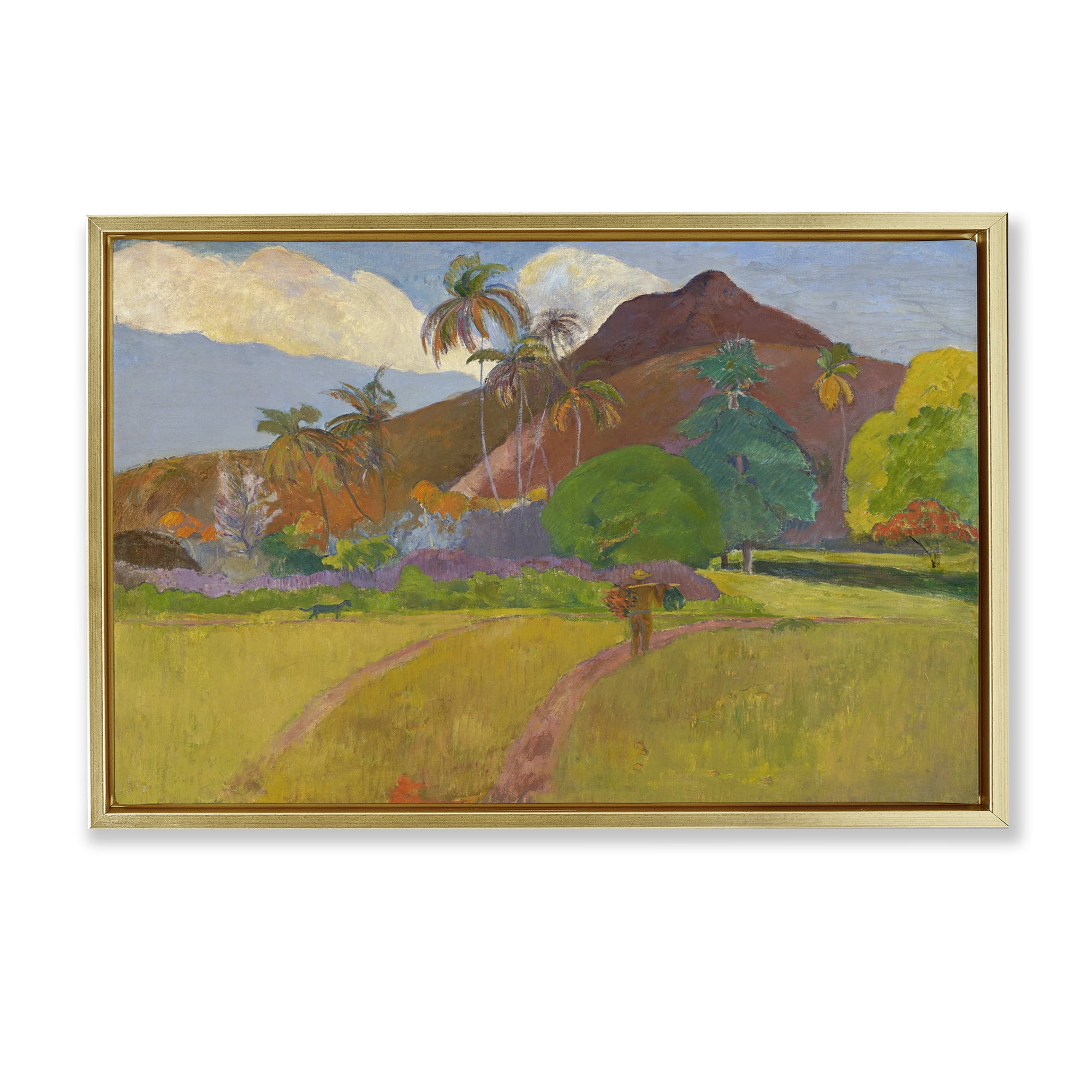 Stupell Industries Classic Tahitian Landscape Landscape & Nature Painting Gold Floater Framed Canvas Art Print Wall Art, 25 x 17