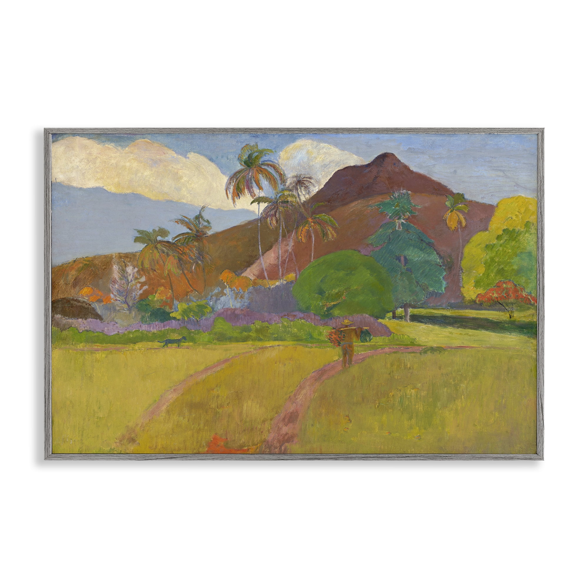 Stupell Industries Classic Tahitian Landscape Landscape & Nature Painting Gray Framed Art Print Wall Art, 30 x 20