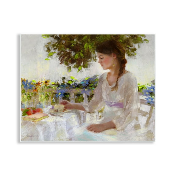 Stupell Industries Classic Tea Party Girl Novelty Painting Unframed Art Print Wall Art, 14 x 11