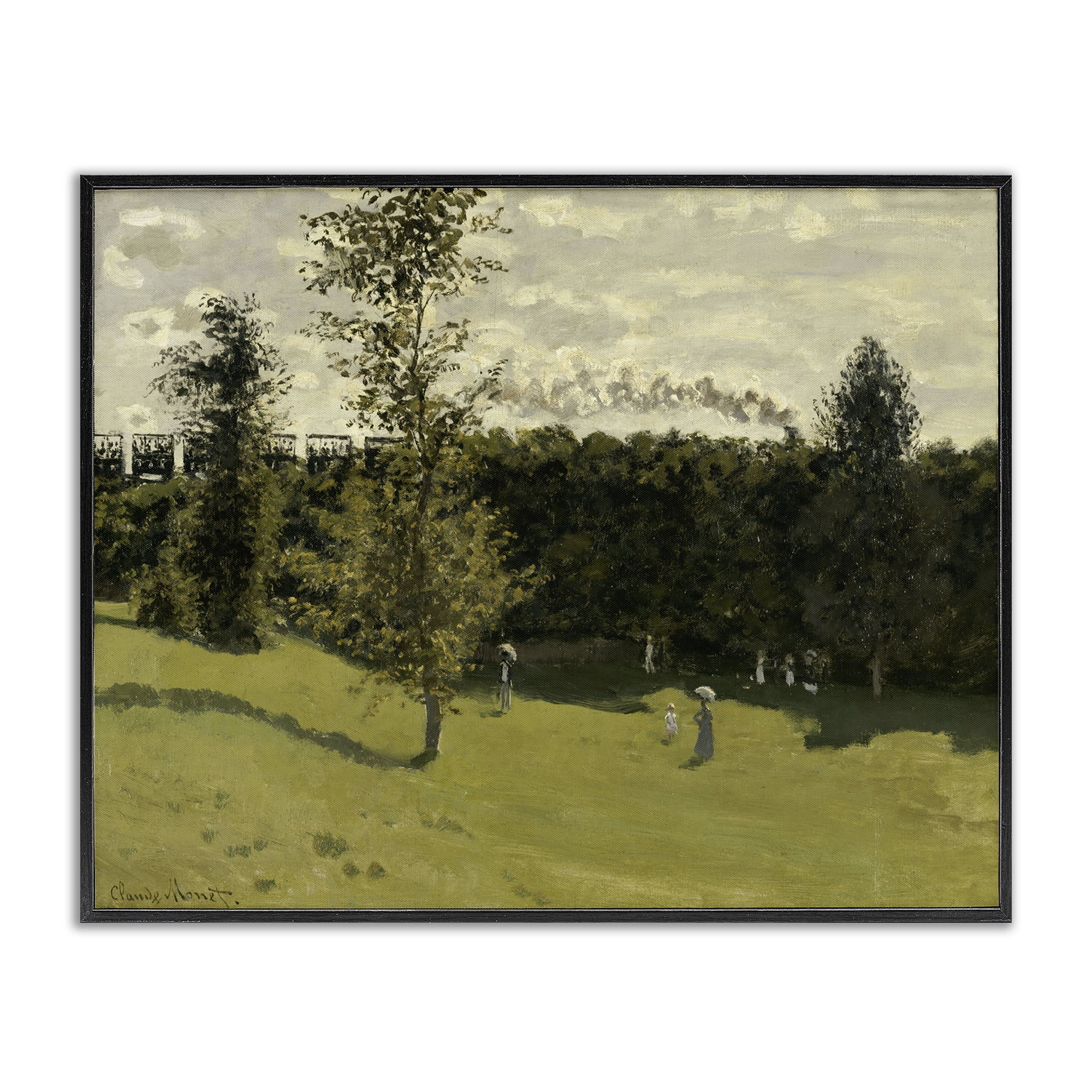Stupell Industries Classic Train in Countryside Landscape & Nature Painting Black Framed Art Print Wall Art, 20 x 16