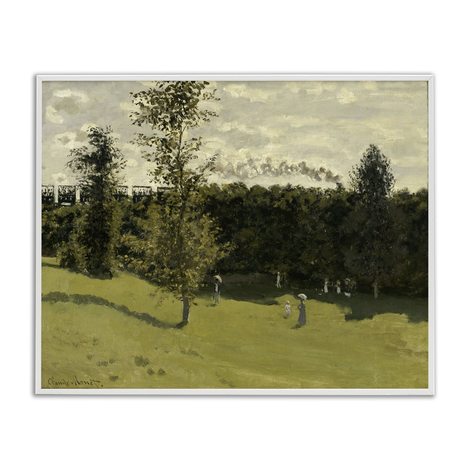 Stupell Industries Classic Train in Countryside Landscape & Nature Painting White Framed Art Print Wall Art, 30 x 24