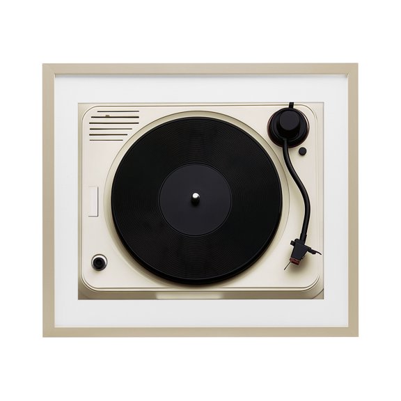 Stupell Industries Classic Tunes Turntable Birch Framed Print Under Glass design by Annabelle Hall, 13 x 16