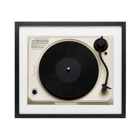 Stupell Industries Classic Tunes Turntable Black Framed Print Under Glass design by Annabelle Hall, 13 x 16