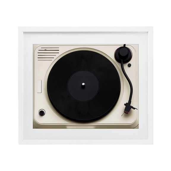 Stupell Industries Classic Tunes Turntable White Framed Print Under Glass design by Annabelle Hall, 13 x 16