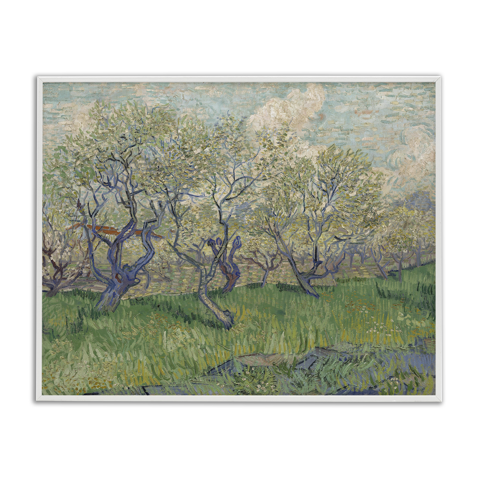 Stupell Industries Classic Van Gogh Blossoming Orchard Landscape & Nature Painting White Framed Art Print Wall Art, 20 x 16