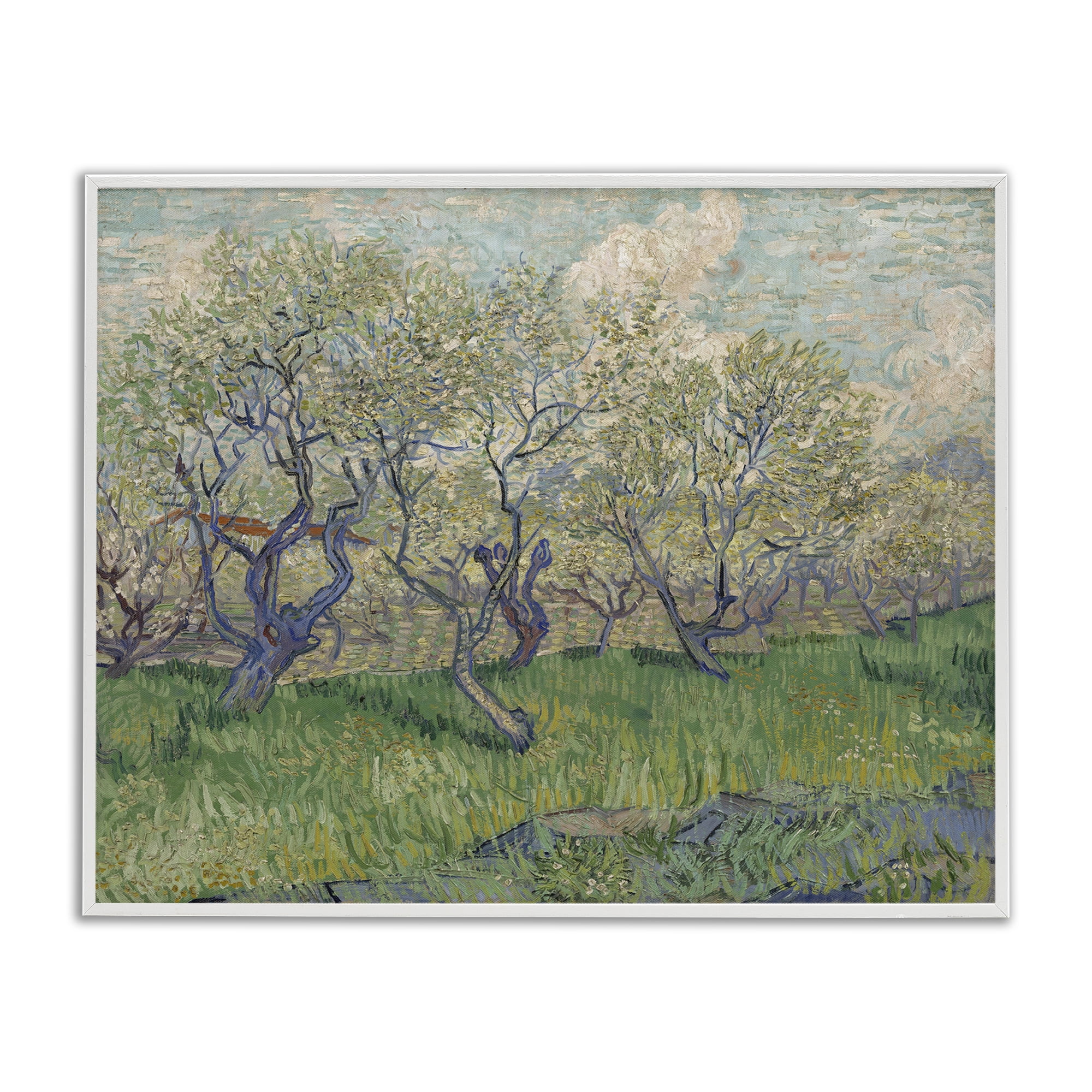Stupell Industries Classic Van Gogh Blossoming Orchard Landscape & Nature Painting White Framed Art Print Wall Art, 30 x 24