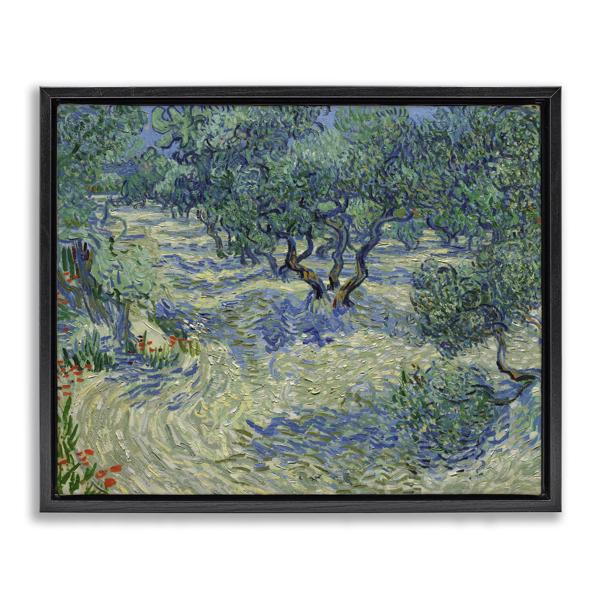 Stupell Industries Classic Van Gogh Olive Orchard Landscape & Nature Painting Black Floater Framed Canvas Art Print Wall Art, 31 x 25
