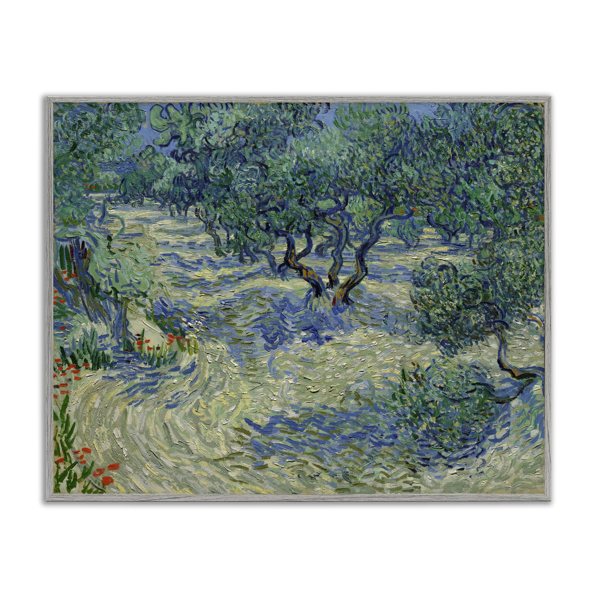 Stupell Industries Classic Van Gogh Olive Orchard Landscape & Nature Painting Gray Framed Art Print Wall Art, 30 x 24