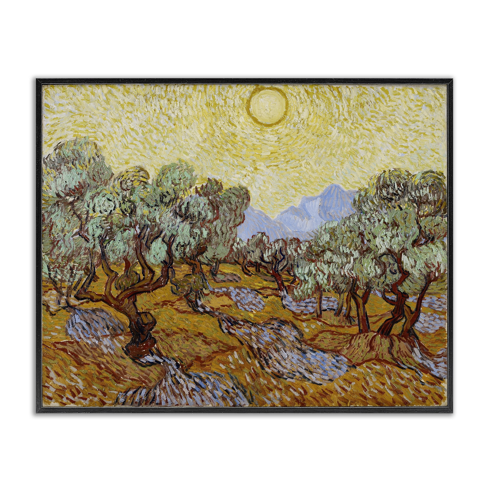 Stupell Industries Classic Van Gogh Olive Trees Landscape & Nature Painting Black Framed Art Print Wall Art, 20 x 16