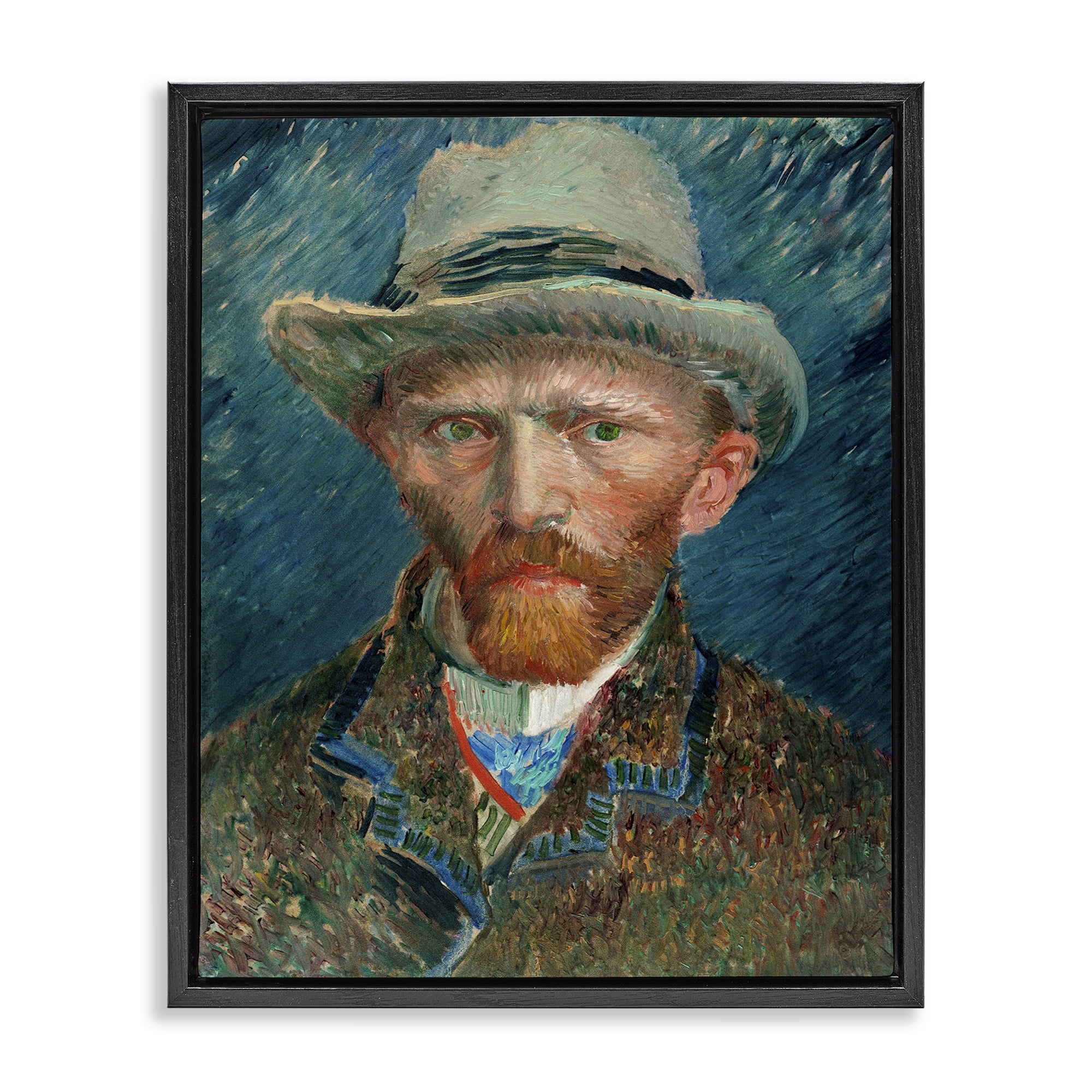 Stupell Industries Classic Van Gogh Portrait People Painting Black Floater Framed Canvas Art Print Wall Art, 17 x 21