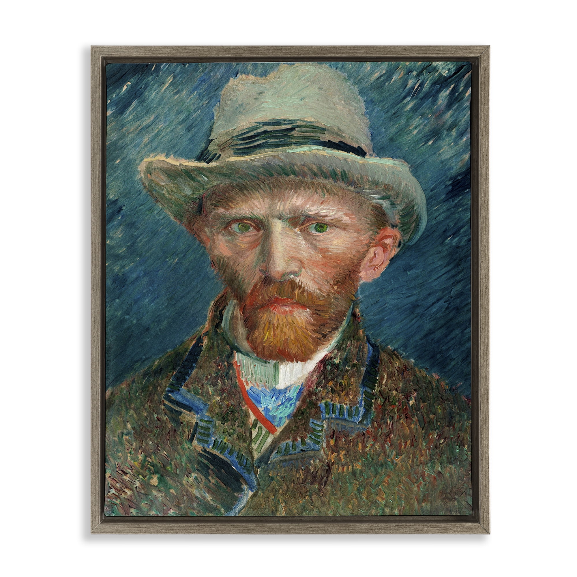 Stupell Industries Classic Van Gogh Portrait People Painting Brown Floater Framed Canvas Art Print Wall Art, 25 x 31