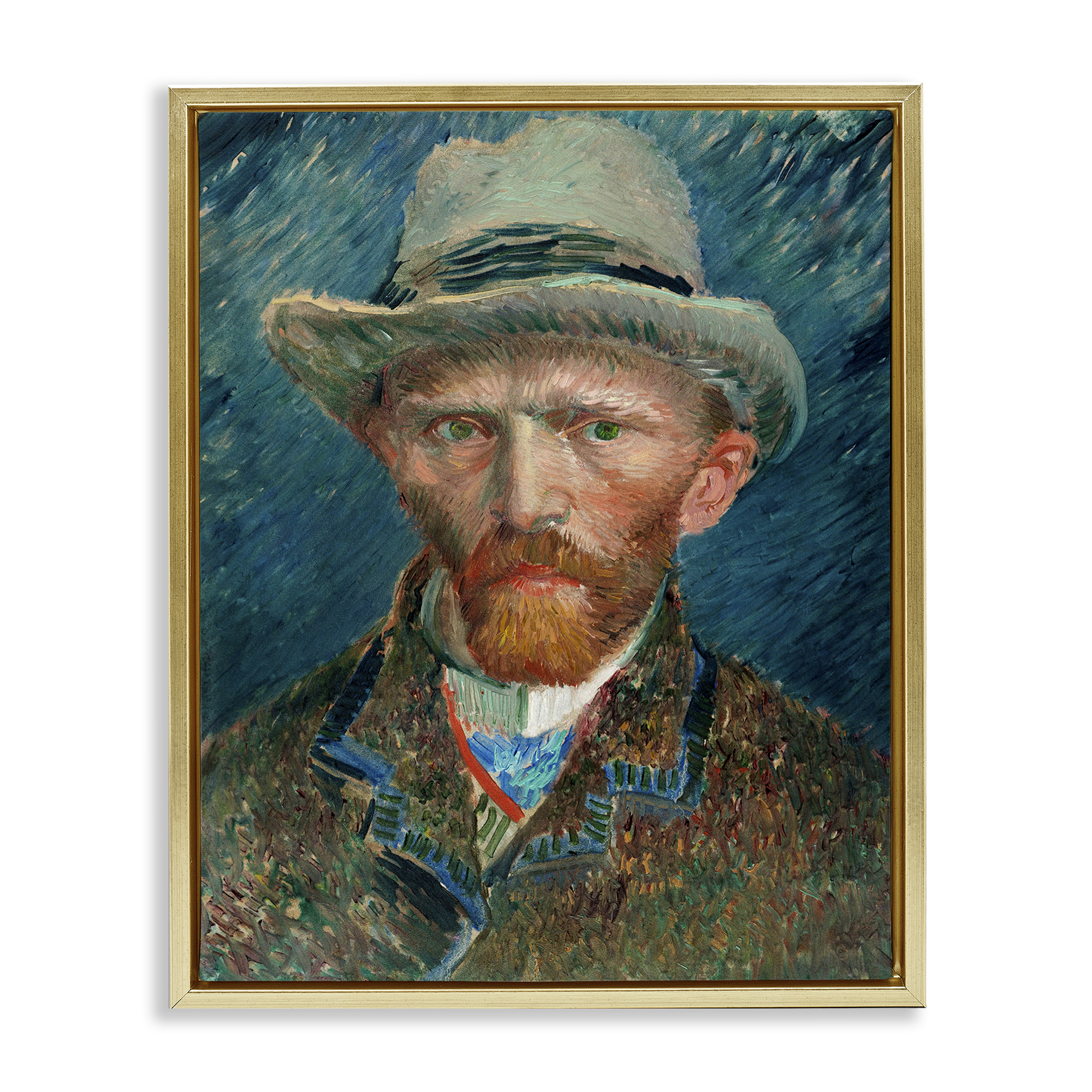 Stupell Industries Classic Van Gogh Portrait People Painting Gold Floater Framed Canvas Art Print Wall Art, 25 x 31