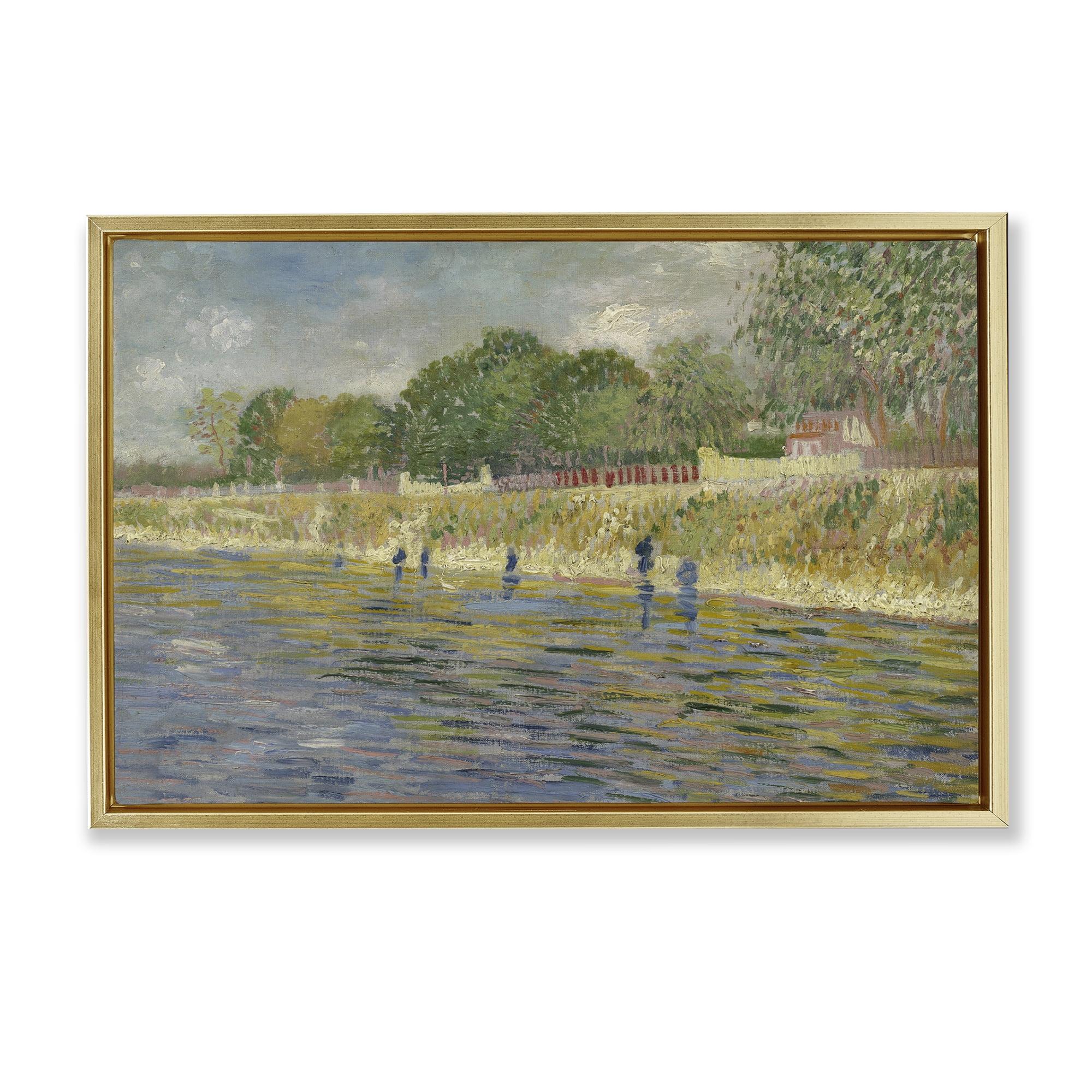 Stupell Industries Classic Van Gogh River Landscape Landscape & Nature Painting Gold Floater Framed Canvas Art Print Wall Art, 25 x 17