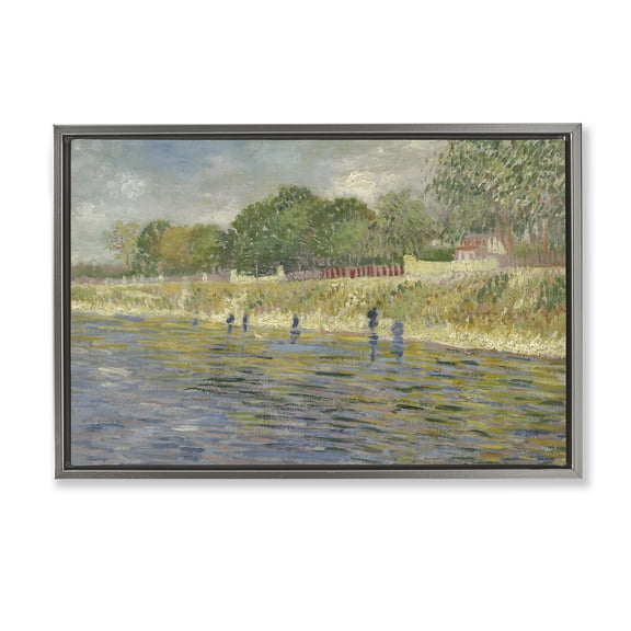 Stupell Industries Classic Van Gogh River Landscape Landscape & Nature Painting Gray Floater Framed Canvas Art Print Wall Art, 25 x 17