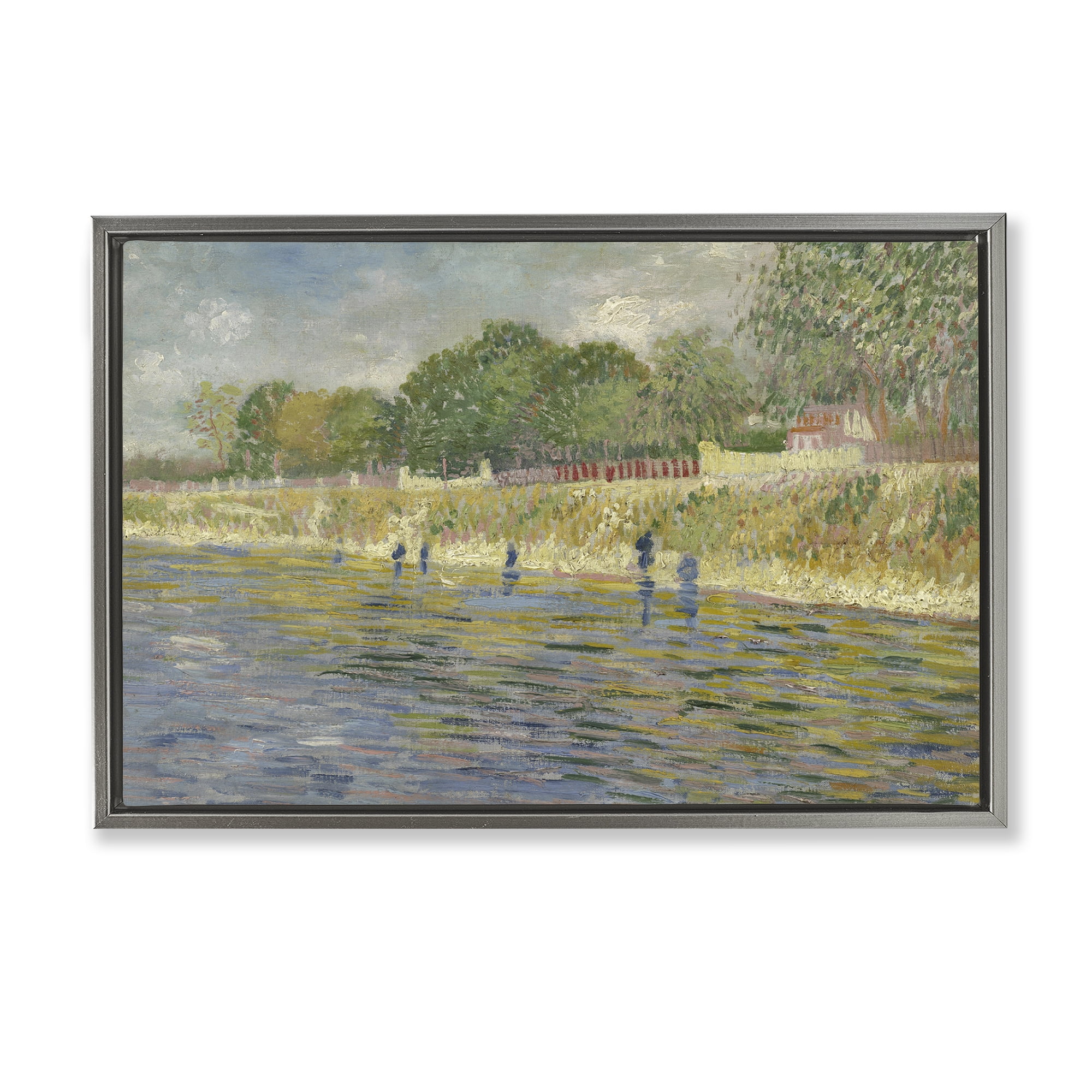 Stupell Industries Classic Van Gogh River Landscape Landscape & Nature Painting Gray Floater Framed Canvas Art Print Wall Art, 31 x 21