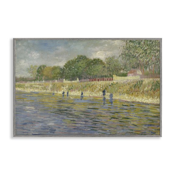 Stupell Industries Classic Van Gogh River Landscape Landscape & Nature Painting Gray Framed Art Print Wall Art, 24 x 16
