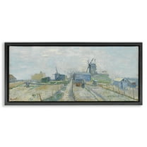 Stupell Industries Classic Van Gogh Vegetable Gardens Landscape & Nature Painting Black Floater Framed Canvas Art Print Wall Art, 25 x 11