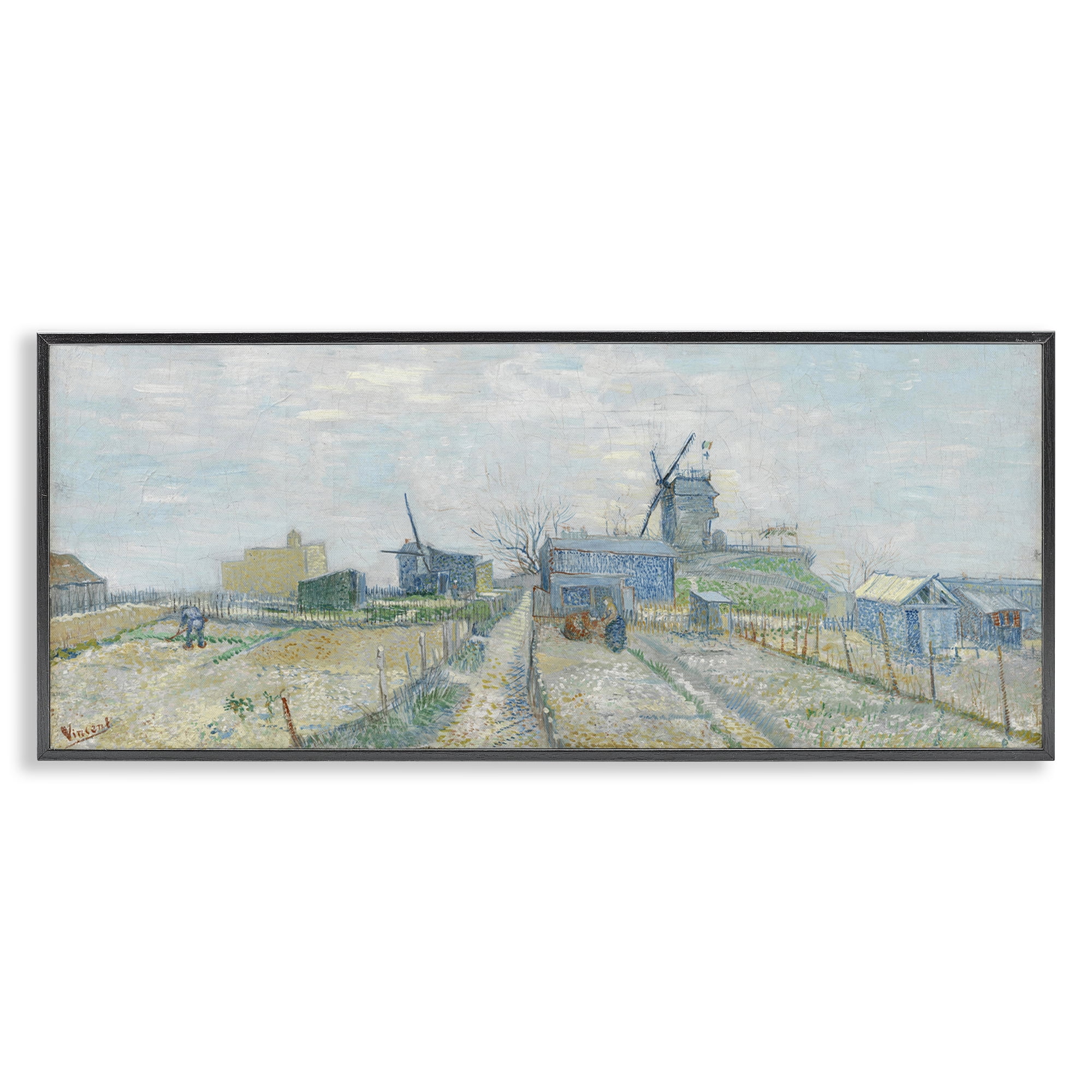 Stupell Industries Classic Van Gogh Vegetable Gardens Landscape & Nature Painting Black Framed Art Print Wall Art, 24 x 10
