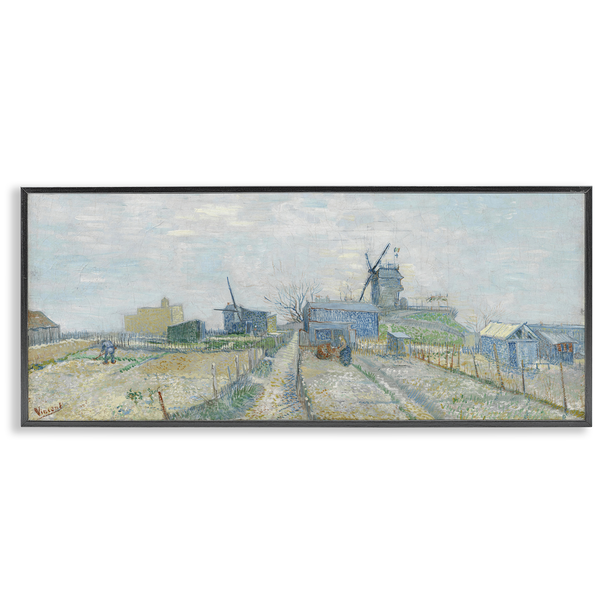 Stupell Industries Classic Van Gogh Vegetable Gardens Landscape & Nature Painting Black Framed Art Print Wall Art, 30 x 13