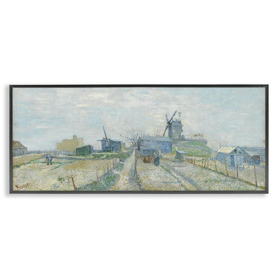 Stupell Industries Classic Van Gogh Vegetable Gardens Landscape & Nature Painting Black Framed Art Print Wall Art, 30 x 13