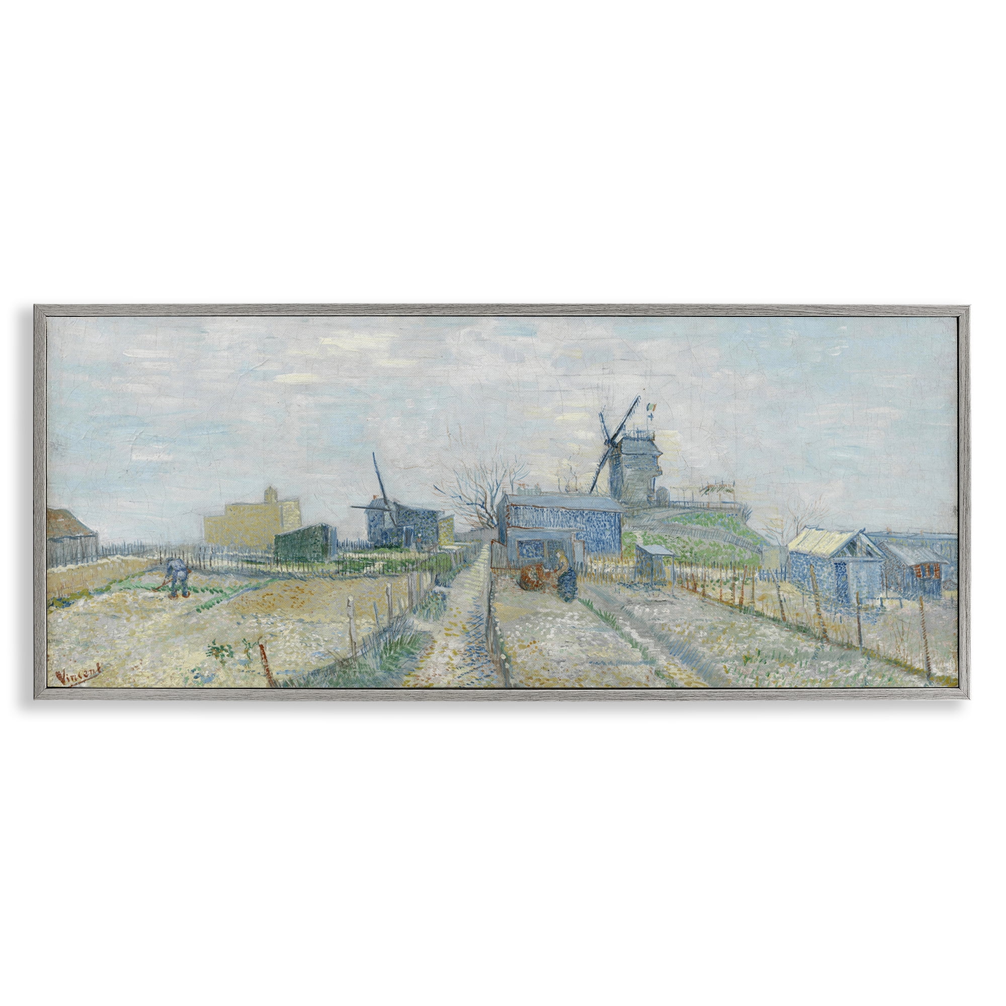 Stupell Industries Classic Van Gogh Vegetable Gardens Landscape & Nature Painting Gray Framed Art Print Wall Art, 24 x 10